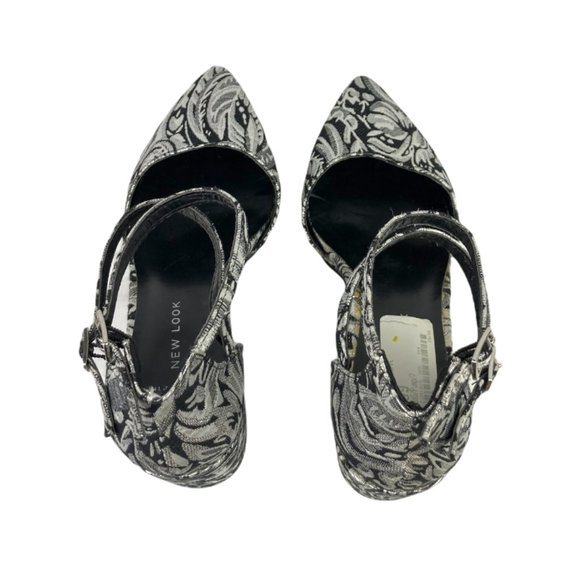 New Look Wide Fit Baroque Floral Print Ankle Strap Block Heeled Shoe Size 6 - Picture 6 of 9